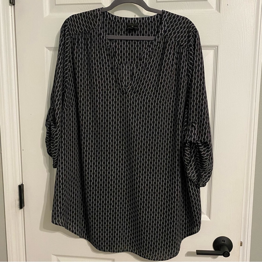 Worthington Women Black and White Tunic Blouse Plus Size 3X